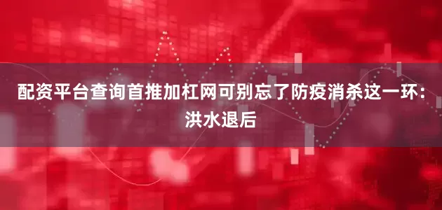 配资平台查询首推加杠网可别忘了防疫消杀这一环：洪水退后